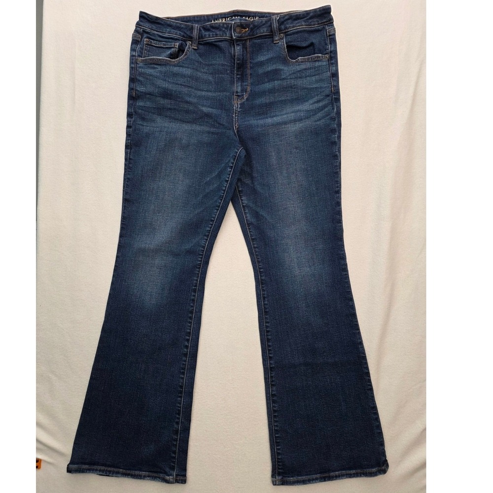 American Eagle Kick Boot Jeans 18 Dark Wash Stretch Denim Flare Mid Rise Boho